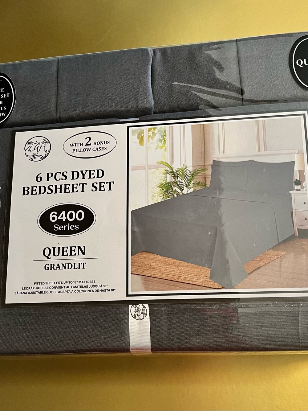 NEW Queen 6 Piece Charcoal Gray Sheet Set 6400 Series Deep Pocket 4 Pillowcases
